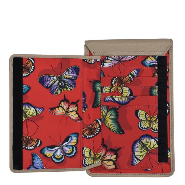 Anuschka cell phone wallet crossbody red butterfly - Okotoks HC Pharmacy