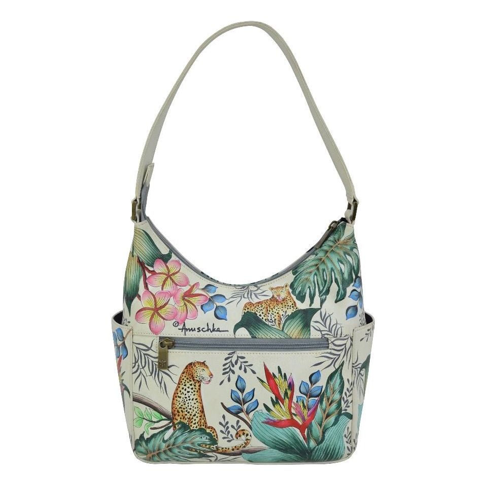 Anuschka Leather Classic Hobo With Side Pockets Jungle backview 382-JQN-IVR okotoks hc pharmacy
