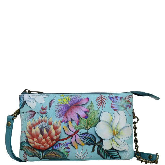 Anuschka leather handbag crossbody jardin bleu - Okotoks HC Pharmacy