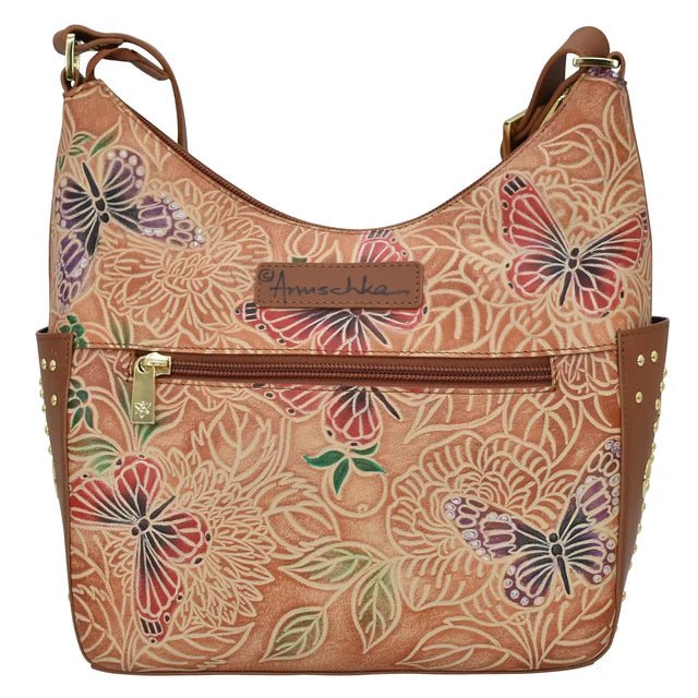 Anuschka printed leather handbag with studded side pockets - Okotoks HC Pharmacy