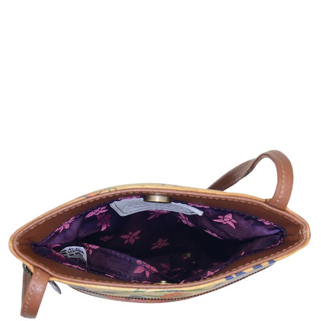 Open handbag with floral interior on a white background - okotoks hc pharmacy