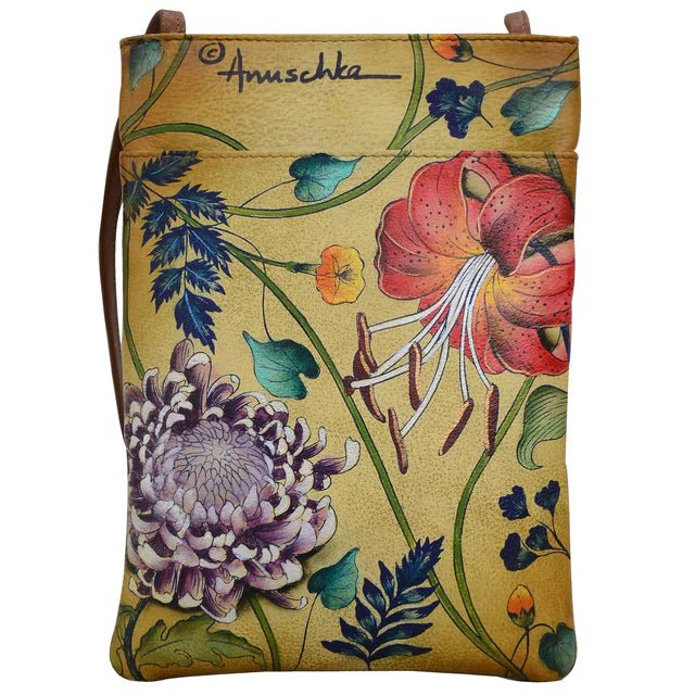 Floral-patterned pouch with 'Anuschka' branding on a beige background - okotoks hc pharmacy