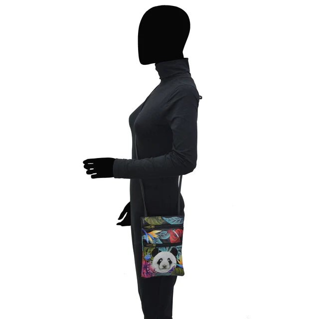 Black long-sleeve top with colorful panda design on a white background - okotoks hc pharmacy