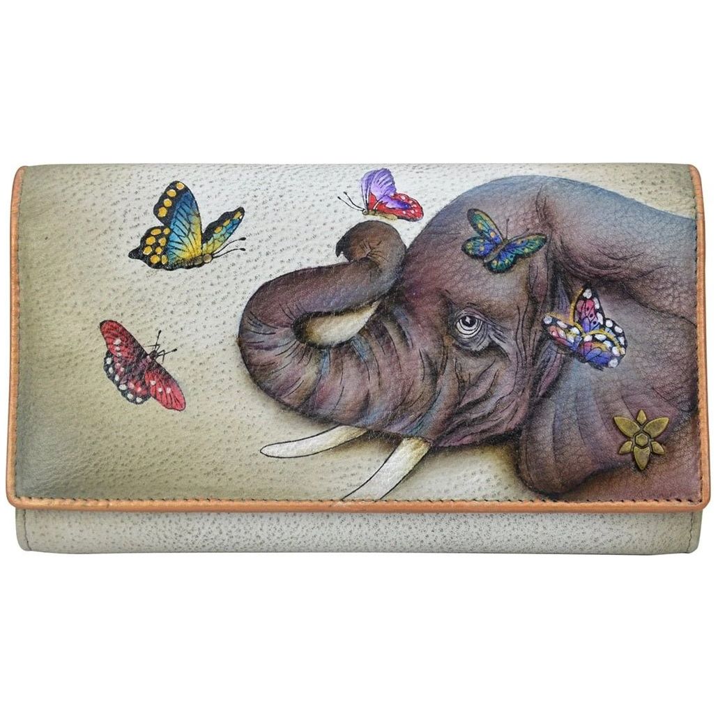 Anuschka Leather Three Fold Wallet Elephant- 1043-GTG okotoks hc pharmacy