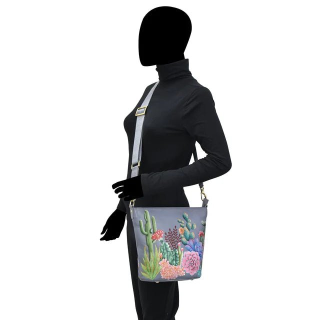 Anuschka printed leather handbag bucket boho - Okotoks HC Pharmacy