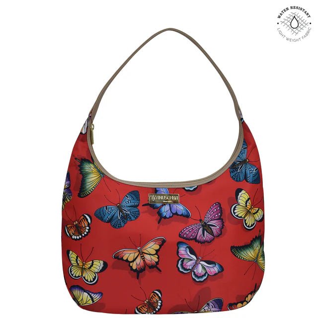 Anuschka large sling handbag red butterfly - Okotoks HC Pharmacy