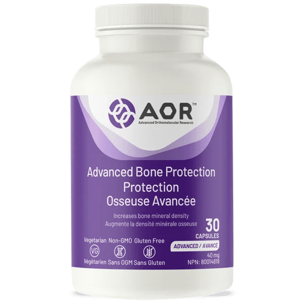 Bottle of AOR Advanced Bone Protection supplement on a white background - okotoks hc pharmacy