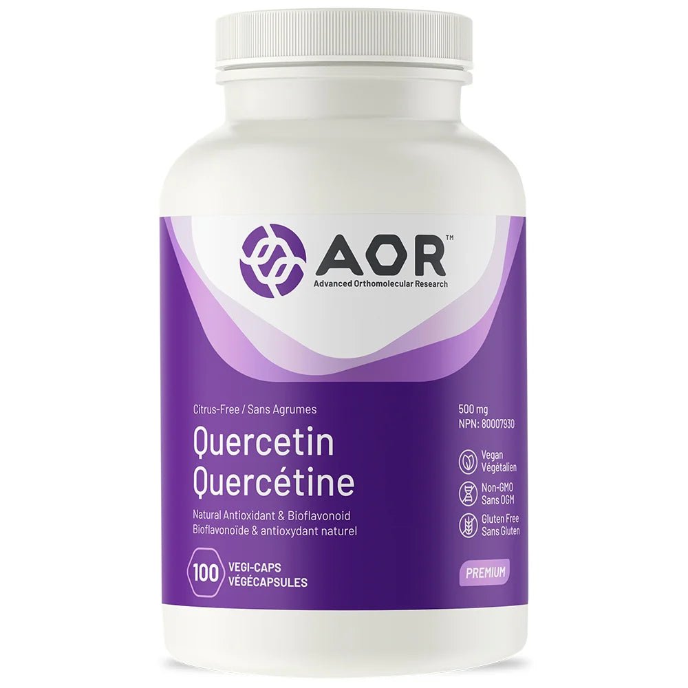 AOR Quercetin supplement bottle on a white background - Okotoks HC Pharmacy