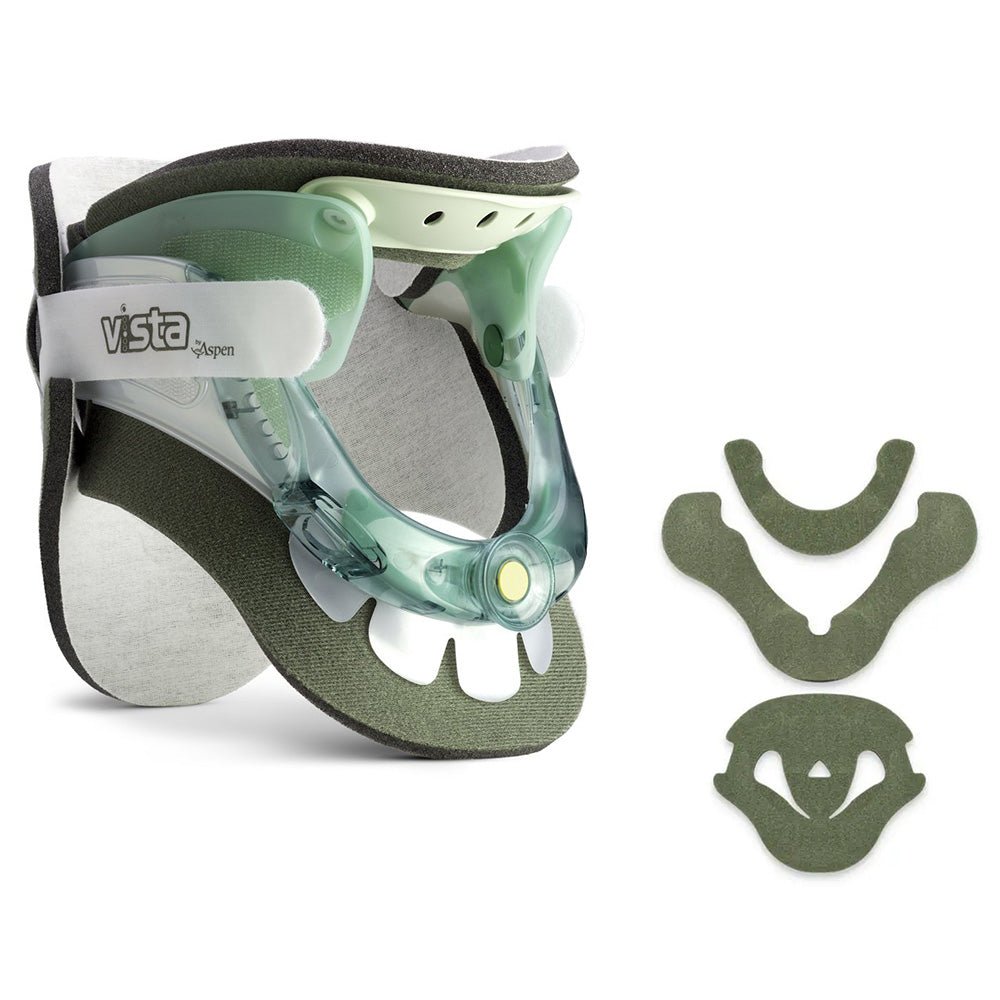Vista neck brace with additional pads on a white background - okotoks hc pharmacy