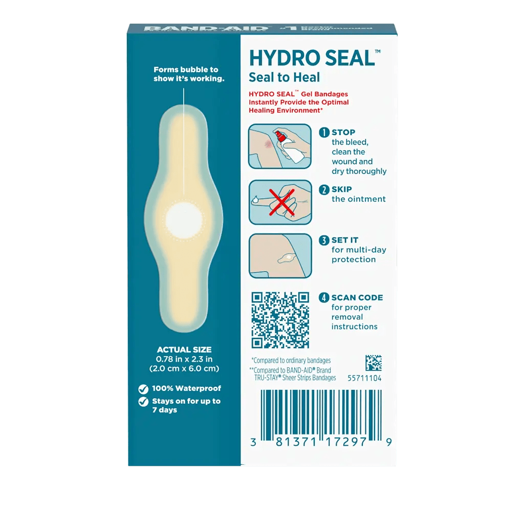 Hydro Seal gel bandage packaging with instructions and product details on a white background - okotoks hc pharmacy
