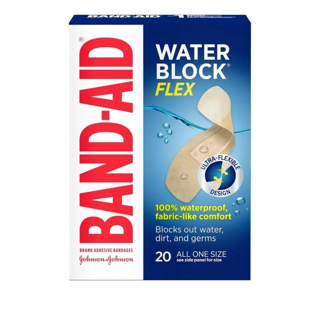 Band-Aid Water Block Flex packaging on a white background - okotoks hc pharmacy