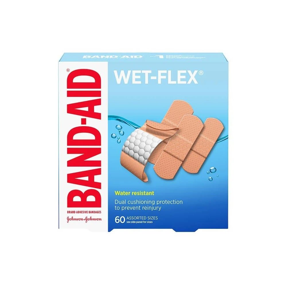 BAND-AID Wet-Flex packaging on a white background - okotoks hc pharmacy