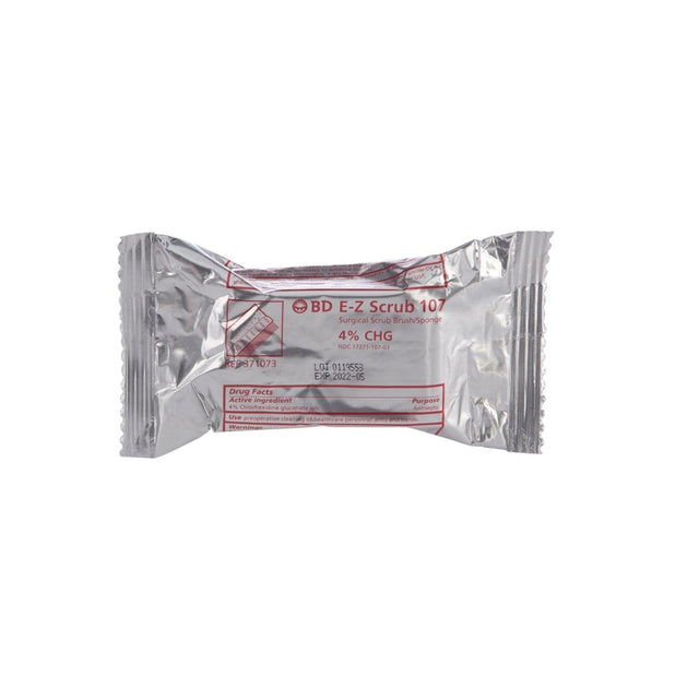 BD E-Z Scrub 107 package on a white background - okotoks hc pharmacy