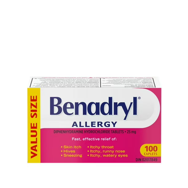 Benadryl allergy 25mg 100 caplets - Okotoks HC Pharmacy