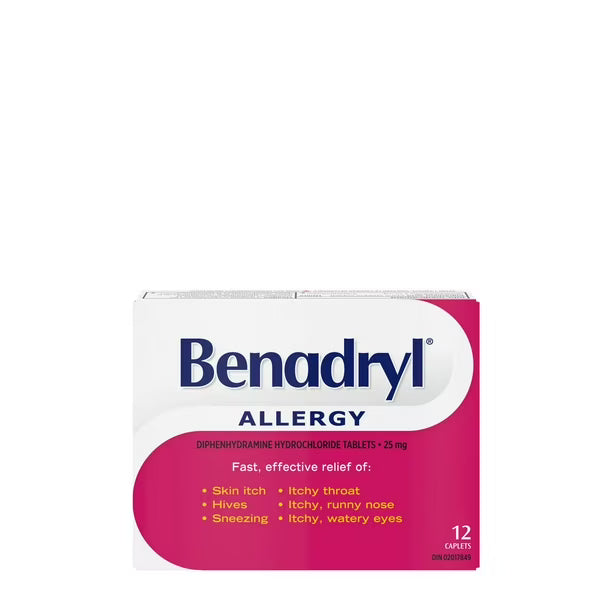 Benadryl allergy 25mg 12 caplets - Okotoks HC Pharmacy
