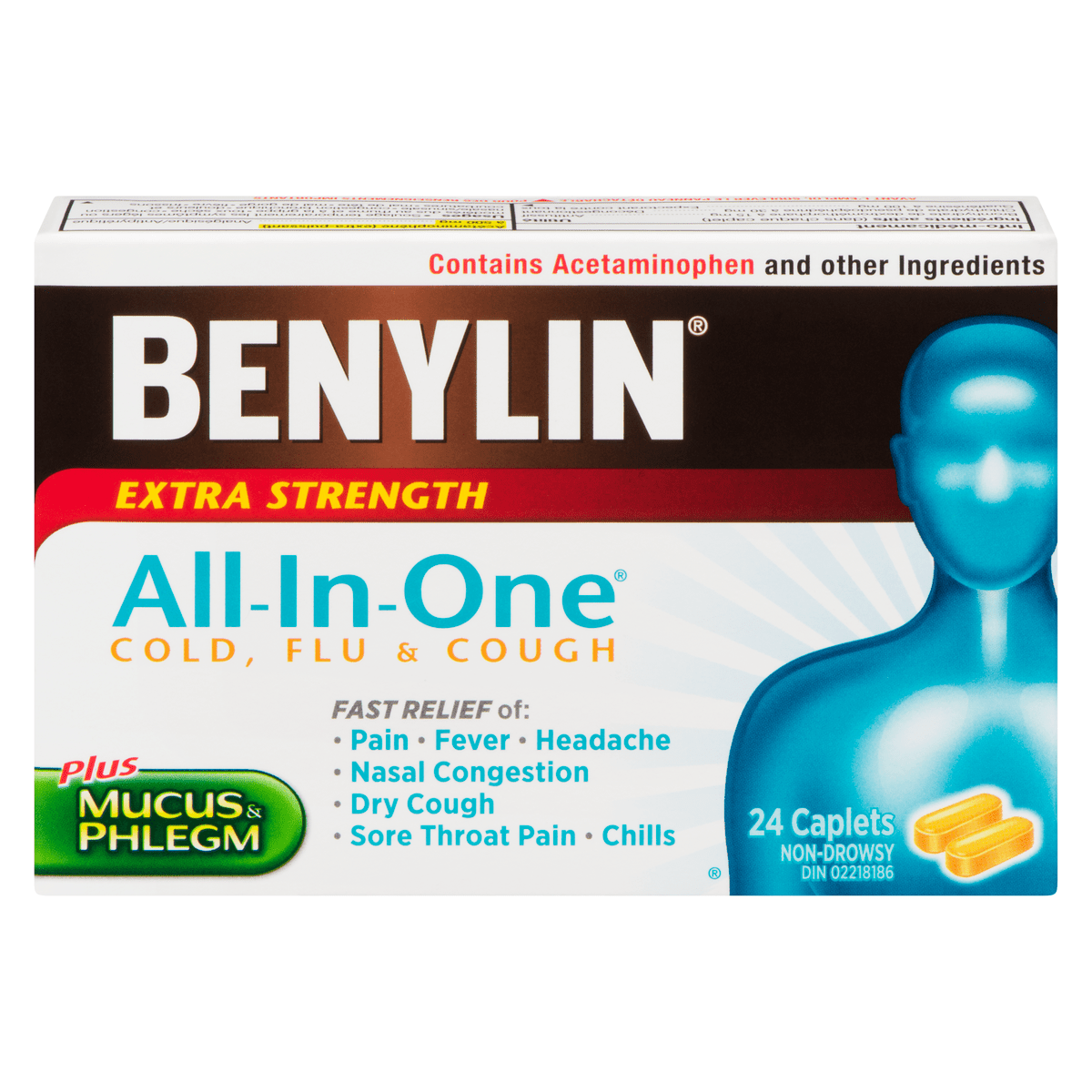 Benylin All In One Cold, Flu & Cough Extra Strength 24 Caplets - Okotoks HC Pharmacy