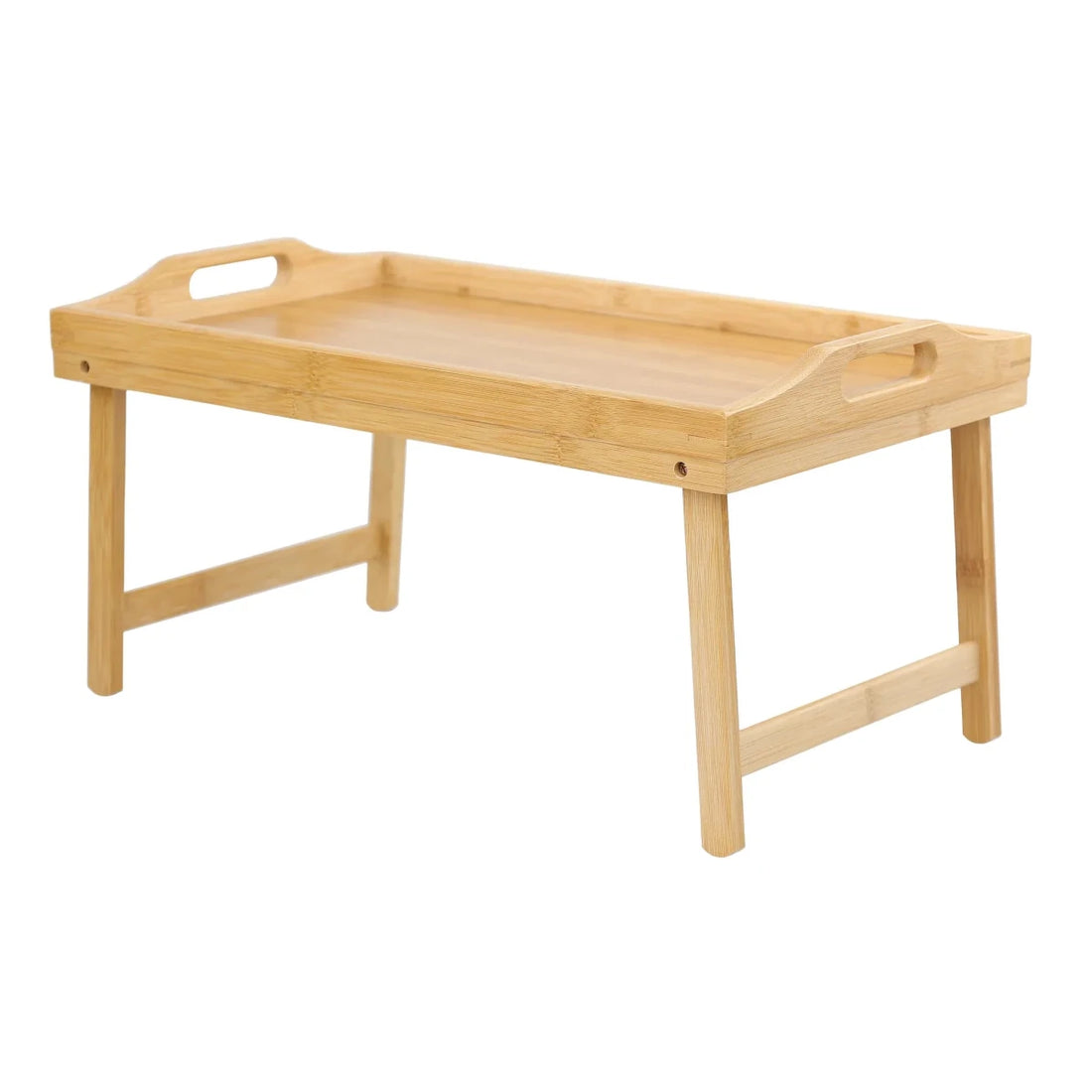 Wooden tray table with handles on a white background - okotoks hc pharmacy