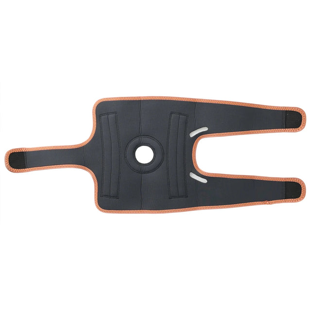 Black and orange knee support on a white background - okotoks hc pharmacy