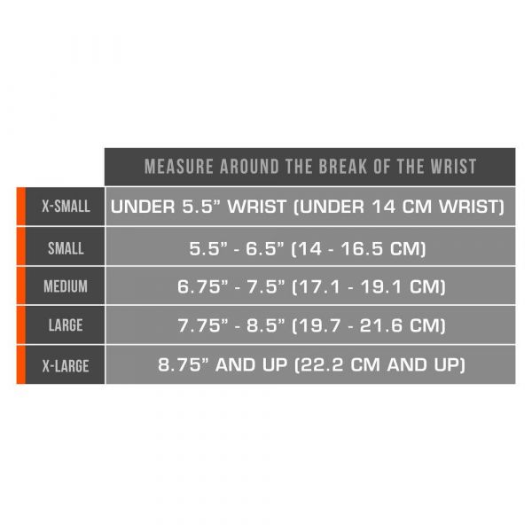 Measurement chart for wrist sizes on a white background - okotoks hc pharmacy