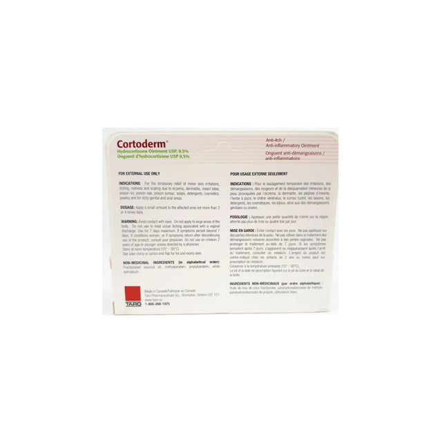 Cortoderm packaging with text on a white background - okotoks hc pharmacy