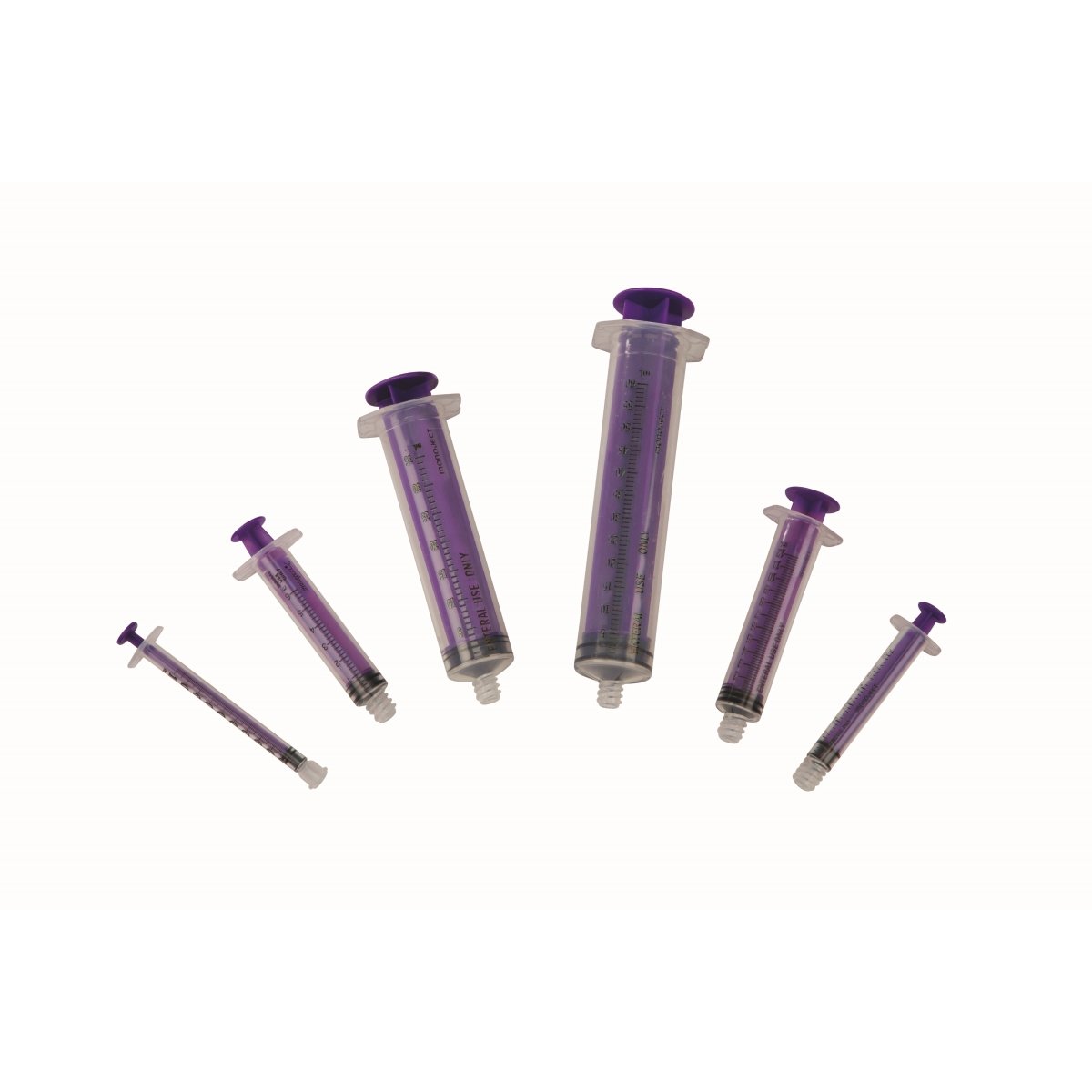 Set of purple syringes on a white background - okotoks hc pharmacy