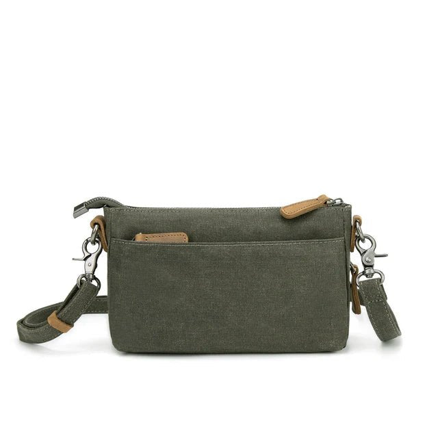 Green crossbody bag with a strap on a white background - okotoks hc pharmacy