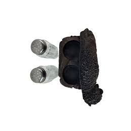 Black buffalo with two silver shakers on a white background - okotoks hc pharmacy