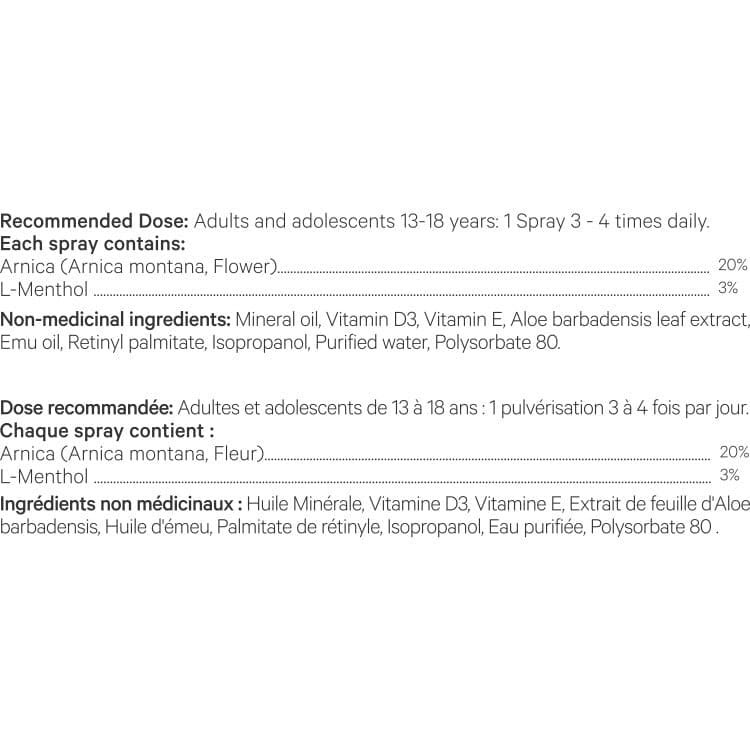 Product label with dosing instructions and ingredient list on a white background - okotoks hc pharmacy