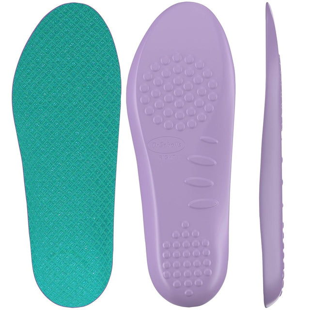 Green and purple shoe insoles on a white background - okotoks hc pharmacy