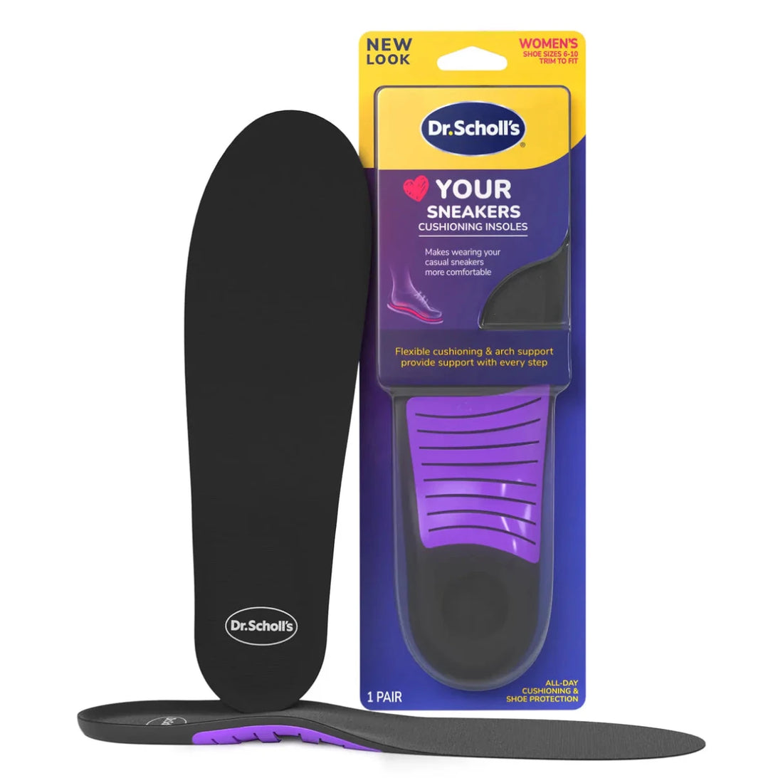 Dr. Scholl's cushioning insole with packaging on a white background - okotoks hc pharmacy