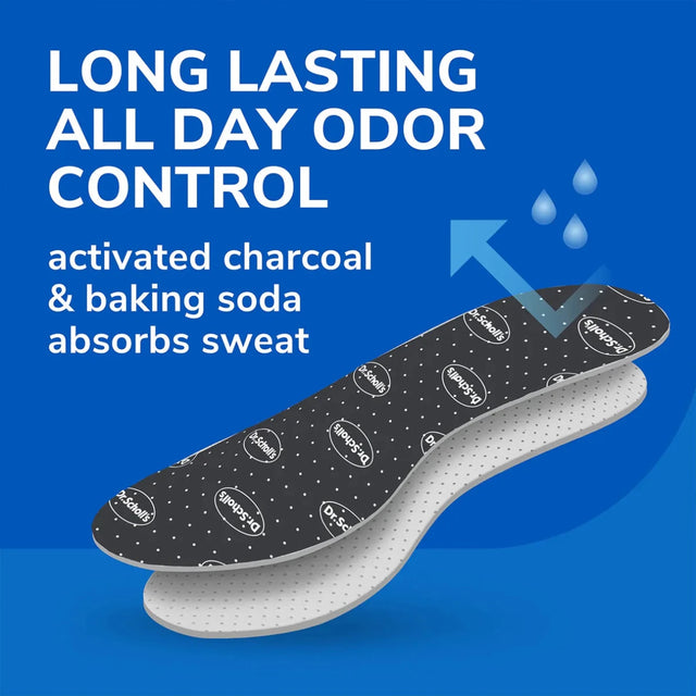 Insole with activated charcoal and baking soda for odor control on a blue background - okotoks hc pharmacy
