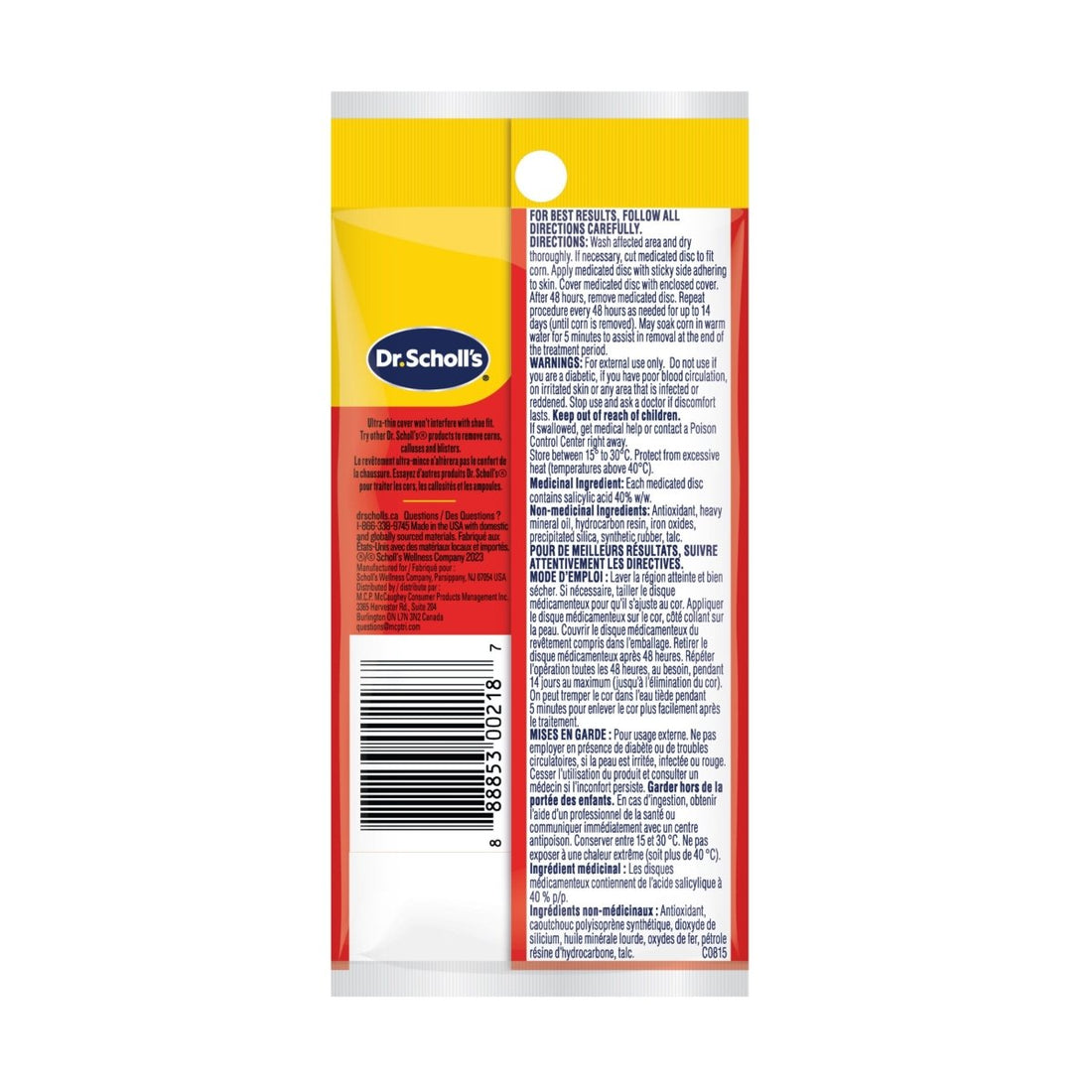 Dr. Scholl's product packaging with yellow and red design on a white background - okotoks hc pharmacy