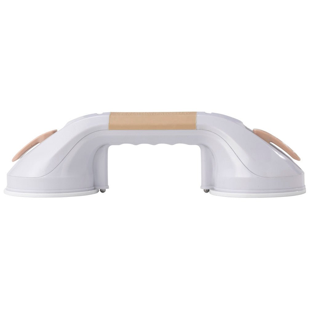 White and beige bath bar with curved design on a white background - okotoks hc pharmacy