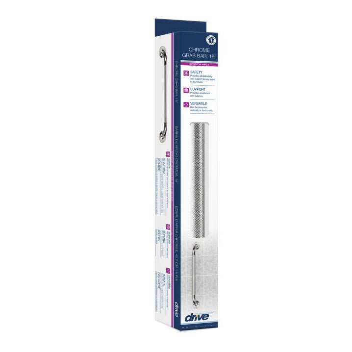 Drive Chrome Knurled Grab Bar - okotoks hc pharmacy
