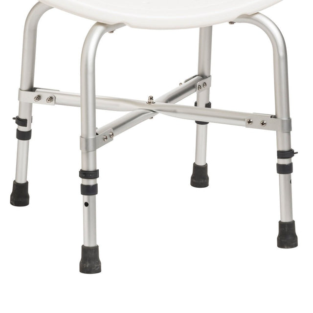 Metal bath chair with a white seat on a white background - okotoks hc pharmacy