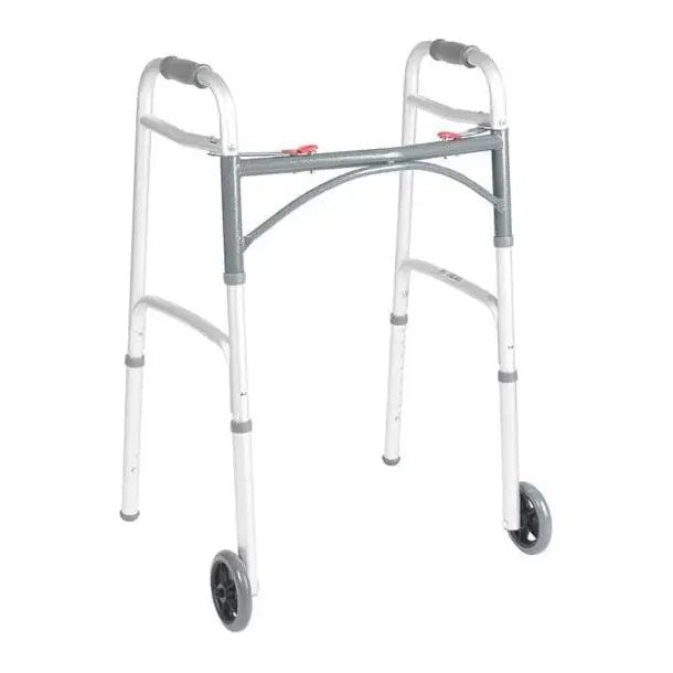 Drive Deluxe Folding Walker, Two Button with 5" Wheels # Okotoks HC Pharmacy