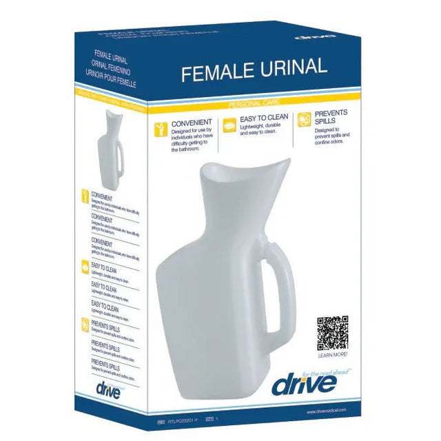 Boxed female urinal with branding and product details on a white background - okotoks hc pharmacy