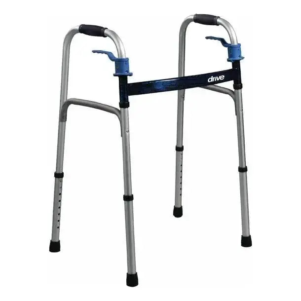 Drive medical folding walker with trigger release no wheels - Okotoks HC Pharmacy
