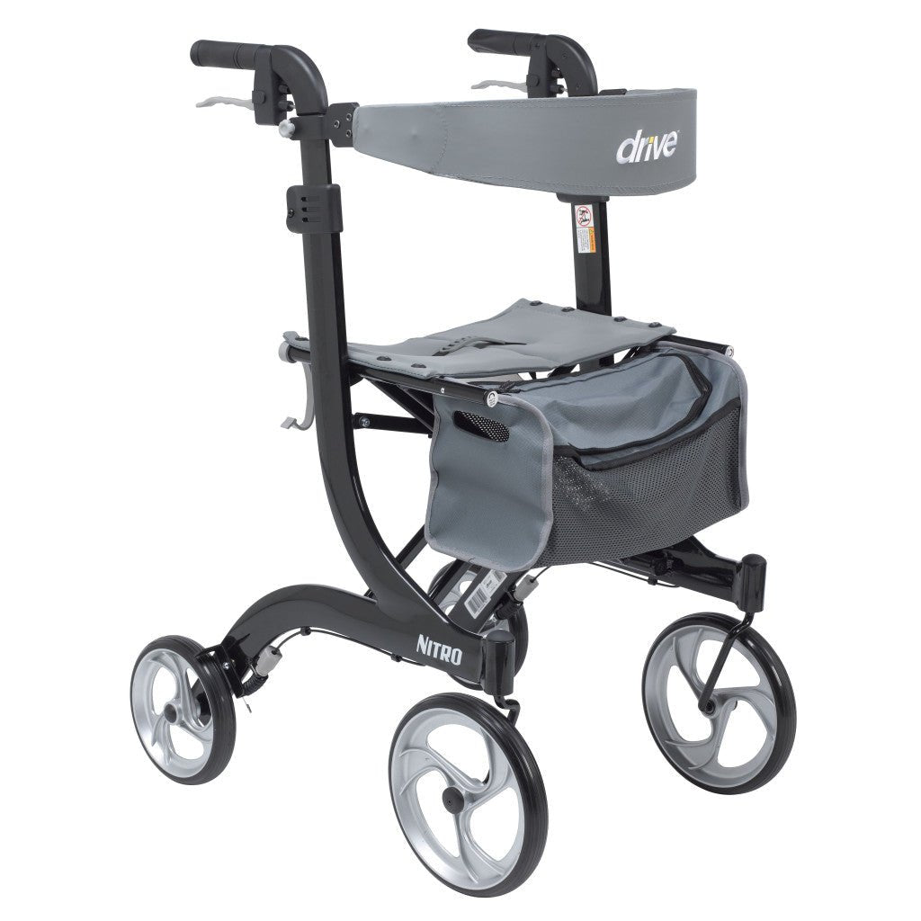 Gray and black rollator with 'Drive' branding on a white background - okotoks hc pharmacy