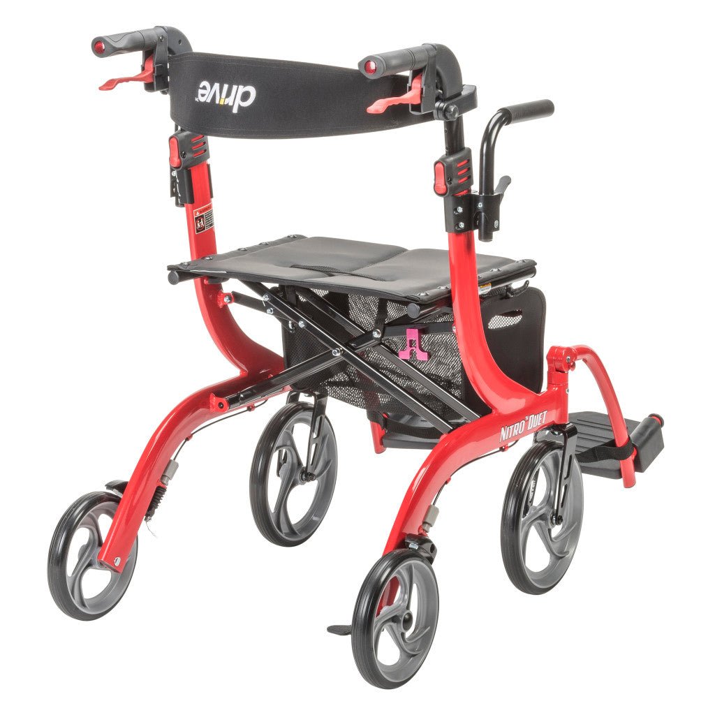 Drive Nitro® Duet Rollator and Transport Chair - Red - okotoks hc pharmacy