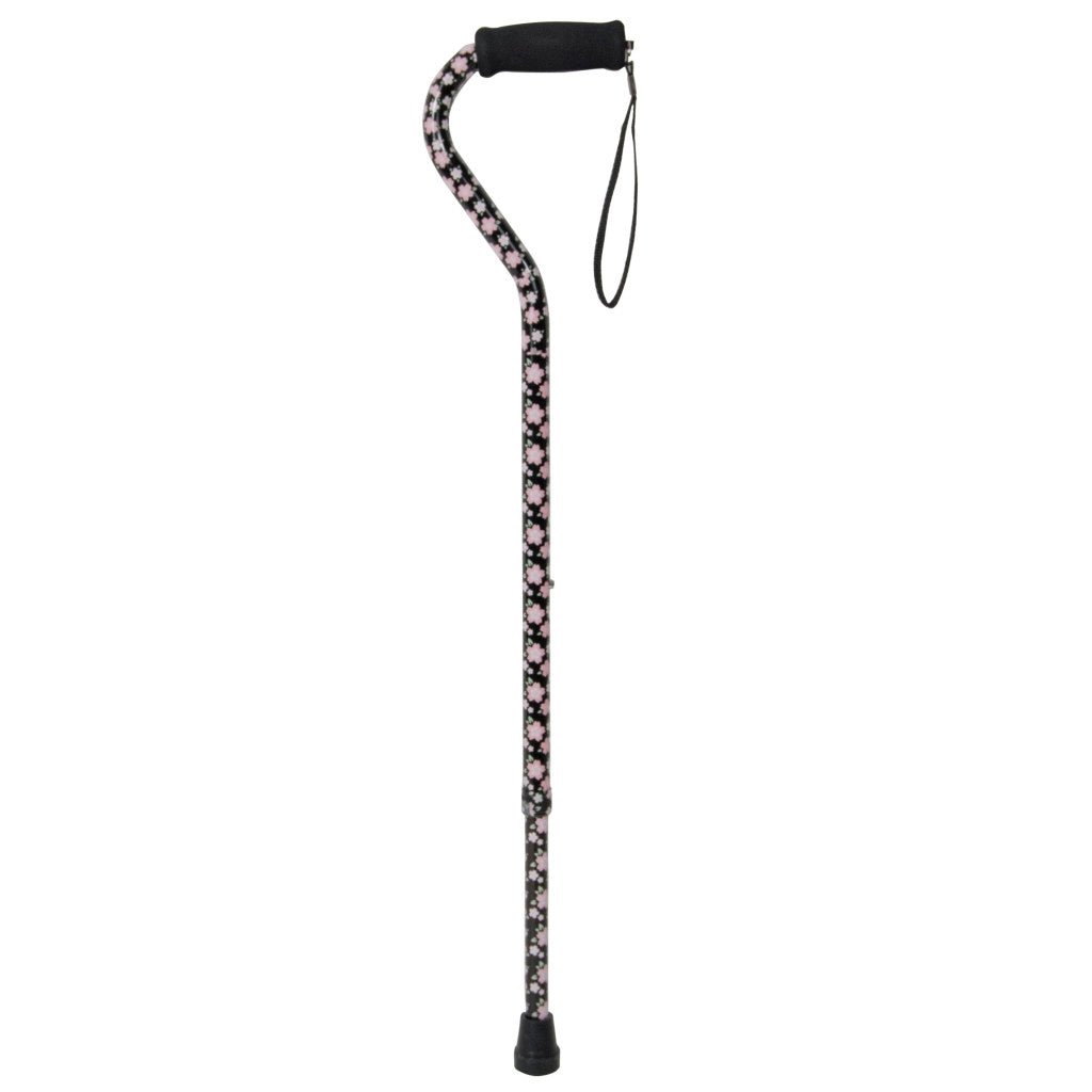 Cane with floral pattern on a white background - okotoks hc pharmacy