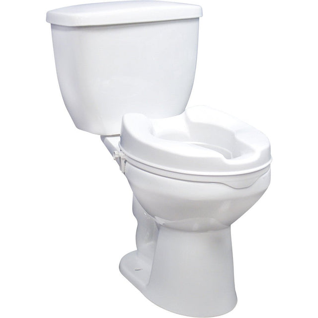 White toilet with seat on a white background - okotoks hc pharmacy