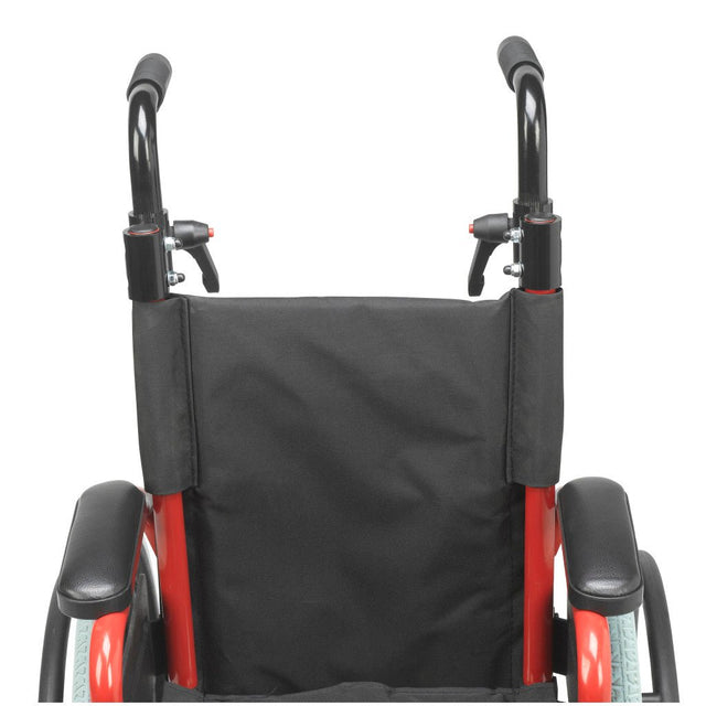 Close-up of a wheelchair with a black cover on a white background - okotoks hc pharmacy