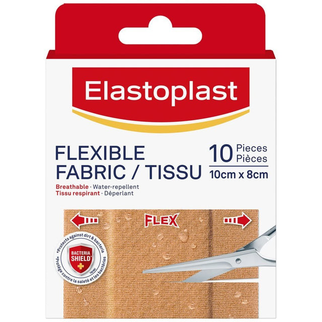 Elastoplast flexible fabric bandage packaging with scissors on a white background - okotoks hc pharmacy