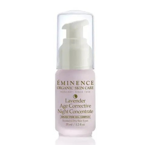 Eminence Organic Skin Care Lavender Age Corrective Night Concentrate bottle on a white background