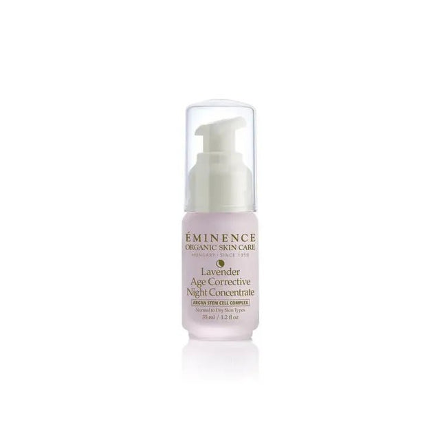 Eminence Organic Skin Care Lavender Age Corrective Night Concentrate bottle on a white background