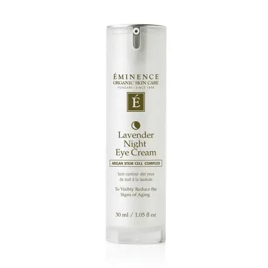 Eminence Lavender Night Eye Cream bottle on a white background