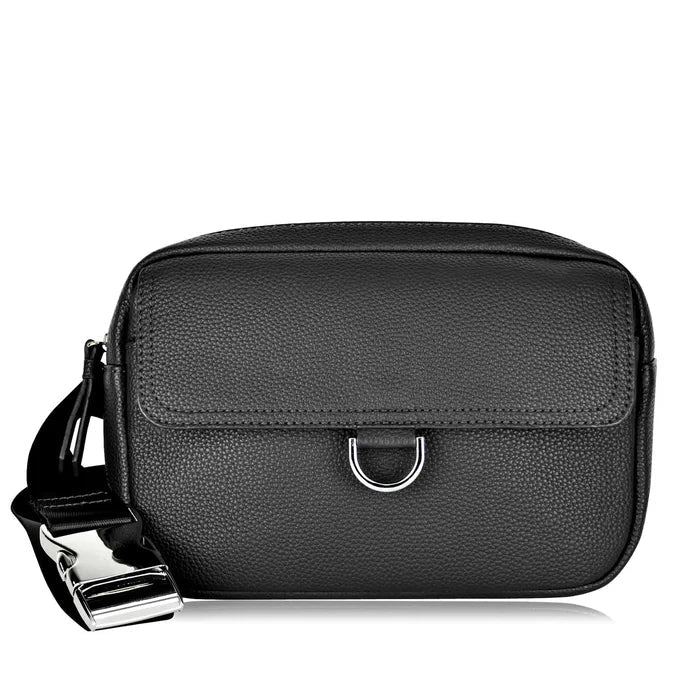 Black crossbody bag on a white background - okotoks hc pharmacy
