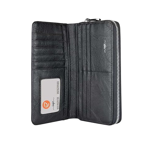 Black wallet with a visible brand logo on a white background - okotoks hc pharmacy