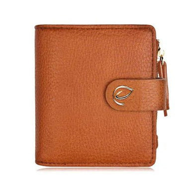 Brown wallet with a visible brand logo on a white background - okotoks hc pharmacy
